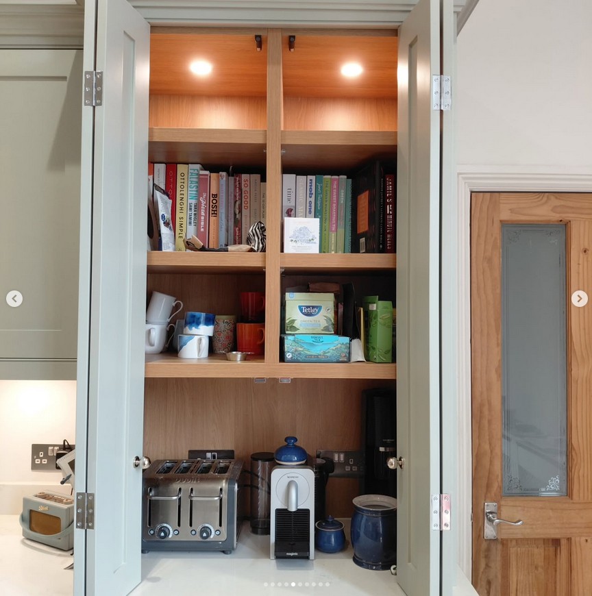 Bespoke pantry cabinet with integrated lighting and storage
