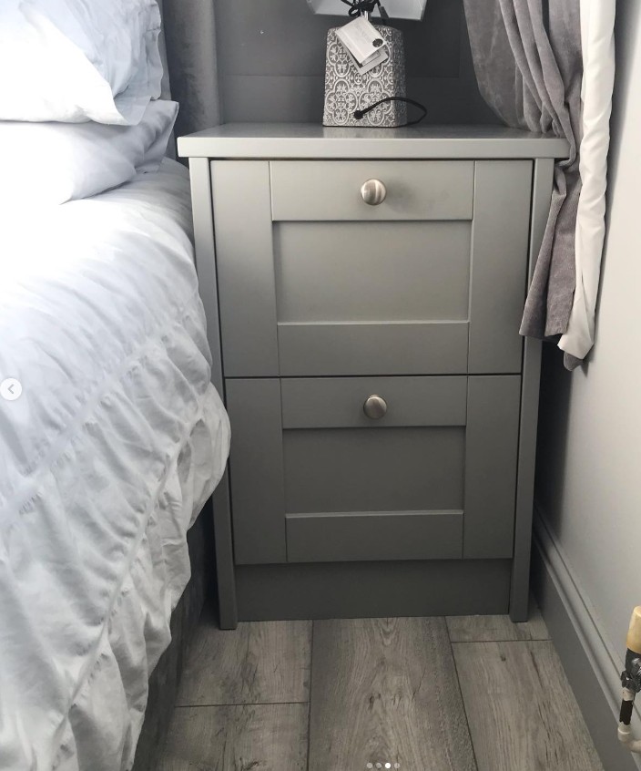 Gray bedside table with drawer storage